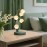 Modern Green Lily-of-the-Valley Table Lamp with Flower-Shaped Shade - Plug-in White Bulb (Compatible with E27), Soft Glow Night Light for Bedroom, Living Room,, Hotels & B&Bs - Glossy Plastic/Metal Bell Lighting Fixture