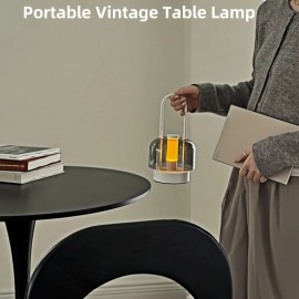 [Vintage Table Lamp] Vintage Table Lamp with Touch Control, USB-Powered Cordless Desk Light, Dimmable Bedside Lighting with Warm White/Neutral/cool Daylight, Portable Vintage Lighting for Living Room