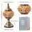 Handmade Moroccan Turkish Mosaic Table Lamp with - Glass Shade & Vintage Bronze Base - 3-Color Adjustable (/Green/Yellow) Arabic Lantern Light for Bedside, Living Room, Cafe - Bulb Included, Easy Assembly