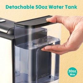 Hot & Iced Coffee Maker with Bold Setting, Single Serve Coffee Maker for K Cup and Grounds, 6-14 Oz Brew Sizes, 50 Oz Removable Water Tank, One Cup Coffee Machine with Reusable Filter, Black