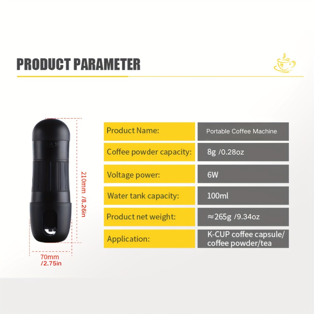 Electric Capsule Coffee Maker, Portable Espresso Machine with Manual Brewing Tool for Travel RV Office, Espresso Machine Portable, Fully Automatic Coffee Machine, Car Coffee Maker, Espresso Coffee Machine with Grinder