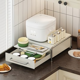 Large Capacity Coffee Pod Holder with Pull-Out Drawer - Sleek Carbon Steel, Ideal for Home, Office, or Café - Modern Design in Black/White, Perfect for Coffee Bar & Machine Storage, Coffee Bar Cabinet