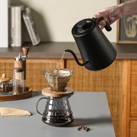 [Gooseneck Kettle 1L] 1pc Electric Kettles, Gooseneck Electric Kettle with ±1℉ Temperature Control, 304 Stainless Steel Inner Liner for Quick Heating - Ideal for Pour Over Coffee & Brewing Tea, Boiling Hot Water (1L Black), , Compact Appliance, Sleek Design, Highquality Build, Premium Materials, Office Use, Tea Enthusiasts