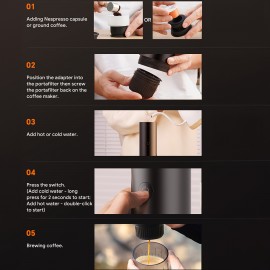 Portable Capsule Coffee Machine, Fully Automatic Espresso Capsule Coffee Machine, Electric Extraction Espresso Machine, Suitable For Portable Travel, Outdoor Car And Office. Portable Coffee Machine Capsule, Coffee Powder Dual-purpose Machine.