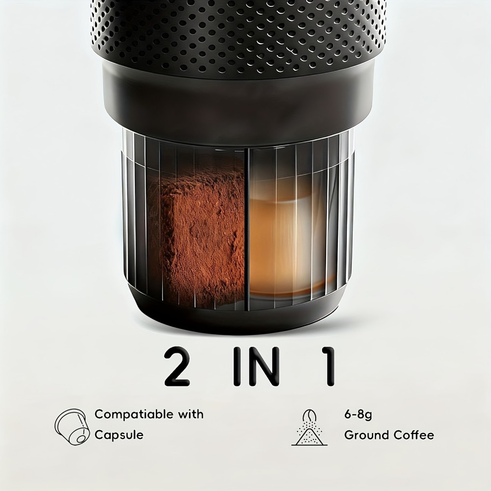 2-in-1 Portable Italian Espresso Machine- 20 Bar (vs 10 Bar Others), 4 Cups/2.2oz, Lightweight & Durable for Camping, Office & Car, Car Coffee, Portable Coffee Maker, Compact Design, Spacesaving Appliance, Reliable Espresso, Coffee Brewer, Mini