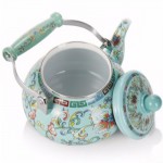 2. 6 Quart Floral Enamel Tea Kettle Vintage Enameled Teapot Stovetop Enamel on Steel Water Coffee Tea Pot with Ceramic Handle Colorful Hot Water Kettle for Home Kitchen Decor No Whistling