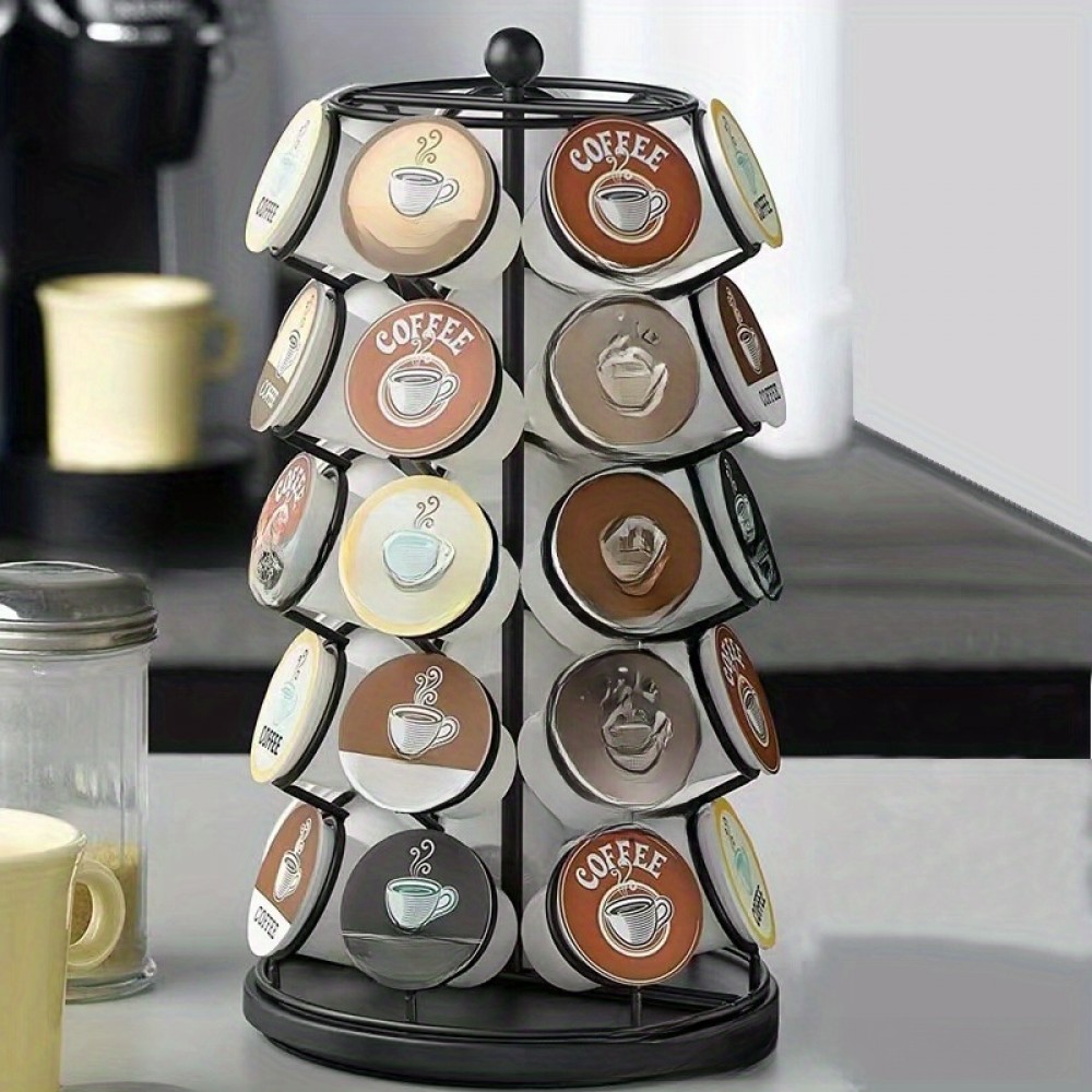 Rotating Coffee Capsule Storage Rack, Compatible with for 35 Capsules