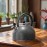 [Stainless Steel Tea Kettle] Stainless Steel Tea Kettle with Black Spotted Design - 2.5L, Perfect for Home, Kitchen, Coffee Shops, and Afternoon Tea - Compatible with All Stoves, Ideal for Brewing Tea, Milk, and Coffee