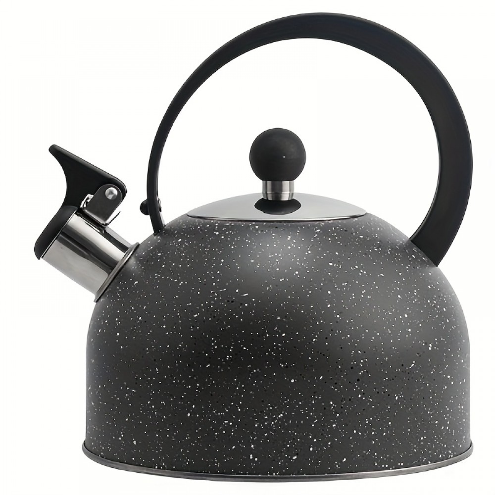 [Stainless Steel Tea Kettle] Stainless Steel Tea Kettle with Black Spotted Design - 2.5L, Perfect for Home, Kitchen, Coffee Shops, and Afternoon Tea - Compatible with All Stoves, Ideal for Brewing Tea, Milk, and Coffee