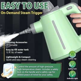 Steam Cleaner, Handheld Pressurized Steamer for Home Use, Multi-Surface Cleaning with 10 Accessories & Safety Lock, Deep Cleans Floor, Grout, Upholstery, Car And Grease, Deep Cleaning Device, Grease Removal Tool