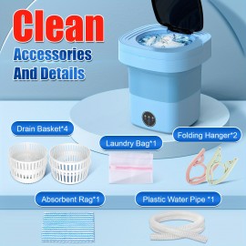 Portable 11-liter Mini Washer With Foldable Design For Travel, Camping, Apartments, Dormitories, And Clothes, Socks, And Underwear Features Three Intelligent Cleaning Modes