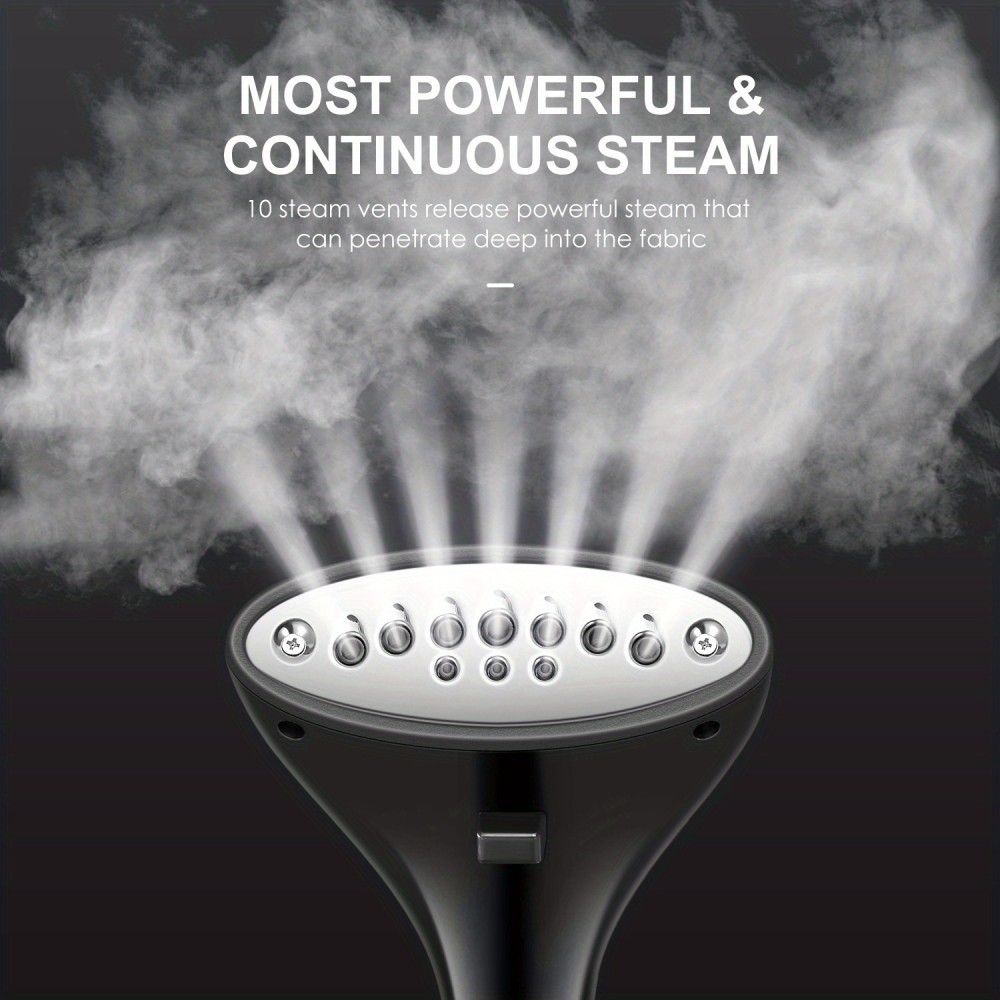 2-in-1 Standing Garment Steamer with Built-in Hanger | 30s Fast Heat-Up | 90min Continuous Steaming | Large Detachable Water Tank, Fabric Brush & Easy Mobility, by Yabano