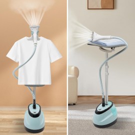 Professional 1350W Standing Garment Steamer with Ironing Board & Hanger - 45-Second Wrinkle Remover, 54.1oz Large Steam Iron for Clothes, Adjustable Height (Up to 4.85ft), Heavy-Duty Corded Steam System ( Plug, 110V)