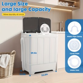 Portable Washing Machine Twin Tub - 28lbs Compact Washer(18lbs) And Dryer(10lbs) Combo with Drain Pump - Mini Laundry Machine for Apartments, Dorms, RVs, And Camping, Small Space Appliance, Lightweight Washerdryer, Spacesaving Design, Reliable