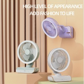 Sleek High-End Intelligent Desktop Fan with Multifunctional Lamp, Wall-Mountable & Hanging Design, Remote-Controlled Oscillation, Quiet Operation at Low Noise Levels, USB Rechargeable, Lithium Battery, Ideal for Various Settings, Standing Fa