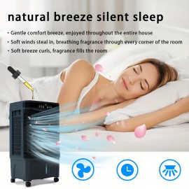 Evaporative Air Cooler with Remote Control, 3-Speed Fan, 12H Timer, Oscillation & Natural Wind Mode, Ice Making - Energy-Efficient Cooling System, Quiet Operation, for Home, Office, Bedroom, Living Room - Compatible with, Ideal for Rooms up to 300 Sq.Ft, Home Comfort, Contemporary Fan, Reliable Construction, Adjustable Speeds, Home Users