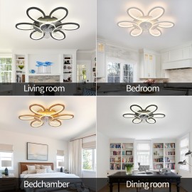 1pc, Remote Control LED Ceiling Fan with Light, Flower Shaped Ceiling Fan Light, 3 Light Colors, Dimmable Modern Low Profile Recessed Ceiling Fan Suitable for Kitchen, Bedroom, Commercial Lighting Suitable for Living Room