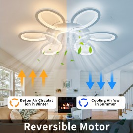 1pc, Remote Control LED Ceiling Fan with Light, Flower Shaped Ceiling Fan Light, 3 Light Colors, Dimmable Modern Low Profile Recessed Ceiling Fan Suitable for Kitchen, Bedroom, Commercial Lighting Suitable for Living Room