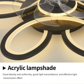 1pc, Remote Control LED Ceiling Fan with Light, Flower Shaped Ceiling Fan Light, 3 Light Colors, Dimmable Modern Low Profile Recessed Ceiling Fan Suitable for Kitchen, Bedroom, Commercial Lighting Suitable for Living Room