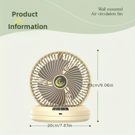 Portable USB Rechargeable Desktop Fan with Adjustable Wind Speed & 3-Speed Adjustable Fan - Wall-Mountable for Home, Office, Kitchen, Bathroom, Outdoor Camping - Sleek White & Black Design, Versatile Airflow, Modern Aesthetic, Durable Construction