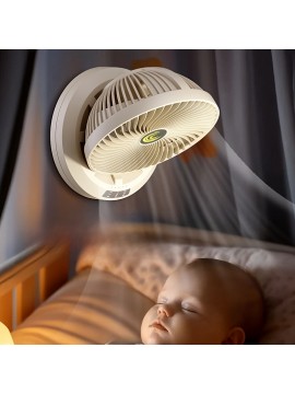 Portable USB Rechargeable Desktop Fan with Adjustable Wind Speed & 3-Speed Adjustable Fan - Wall-Mountable for Home, Office, Kitchen, Bathroom, Outdoor Camping - Sleek White & Black Design, Versatile Airflow, Modern Aesthetic, Durable Construction