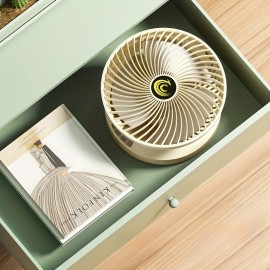 Portable USB Rechargeable Desktop Fan with Adjustable Wind Speed & 3-Speed Adjustable Fan - Wall-Mountable for Home, Office, Kitchen, Bathroom, Outdoor Camping - Sleek White & Black Design, Versatile Airflow, Modern Aesthetic, Durable Construction