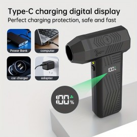 Turbo Fan, Compressed Air Duster, Violent Fan - 150000RPM Electric Air Duster for Cleaning Keyboard&PC 4 Gears Adjustable Rechargeable Cordless Jet Dry Blower Air Blower for Car and Home