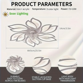 [Modern Ceiling Fan] Modern 1pc Recessed Ceiling Fan with LED Lights | 3-Color Lighting, Minimalist Design, Perfect for Living Room, Bedroom, Kitchen, Office Buildings, Cafe, Restaurants, Hotels - Hardwired, Includes Installation Hardware