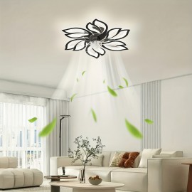 [Modern Ceiling Fan] Modern 1pc Recessed Ceiling Fan with LED Lights | 3-Color Lighting, Minimalist Design, Perfect for Living Room, Bedroom, Kitchen, Office Buildings, Cafe, Restaurants, Hotels - Hardwired, Includes Installation Hardware