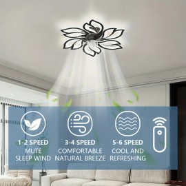 [Modern Ceiling Fan] Modern 1pc Recessed Ceiling Fan with LED Lights | 3-Color Lighting, Minimalist Design, Perfect for Living Room, Bedroom, Kitchen, Office Buildings, Cafe, Restaurants, Hotels - Hardwired, Includes Installation Hardware