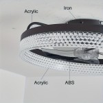 20 Inch Modern Low-Ceiling Fan with Light & Remote Control - 6-Speed Quiet Ceiling Fan, Dimmable Light (CRI >80), Wide Voltage (85-265V), Hardwired/Plug-in, Crystal-like Accent for Bedroom, Living Room