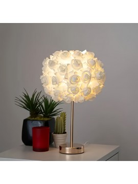 1-in-1 Rose Table Lamp with Dimmable RGB Color Changing (Pink Roses) - USB-Powered Plug-in Bulb, Metal Base & Glossy Dome Shade for Bedroom, Living Room, Weddings, Parties - Decorative Gift for &