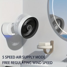 USB plug-in desktop fan, with 5-speed adjustment and mute fan capable of shaking head, can set the blowing time with detachable net cover, and portable fans for home, office, dormitory and travel can be hung on the desktop and hung on the wall., Portable Fan, Portable Fan, Office Fan, Home Fan, Modern Fan, Sleek Fan, Quiet Fan, Mute Operation, Timer Function, Headshaking Fan, Travelers, Home Users